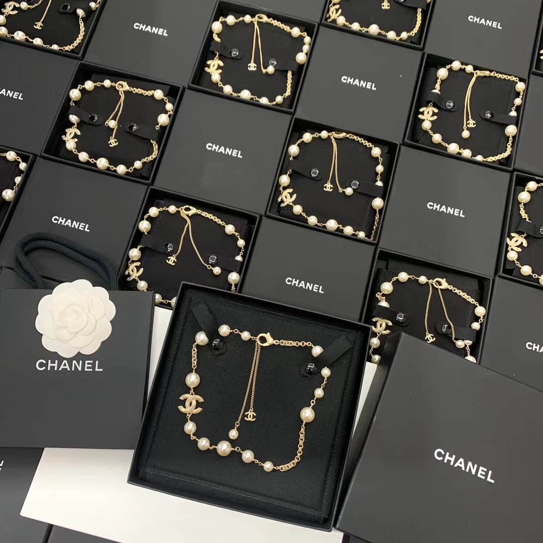 Chanel Double C  Pearl Choker Necklace - Best Replica Jewelry™