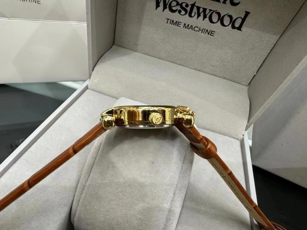 Vivienne Westwood Brown Genuine Leather Band Watch - 23MM - Best Replica Jewelry™