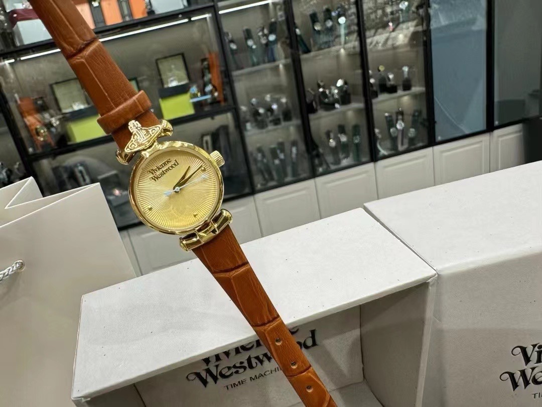 Vivienne Westwood Brown Genuine Leather Band Watch - 23MM - Best Replica Jewelry™