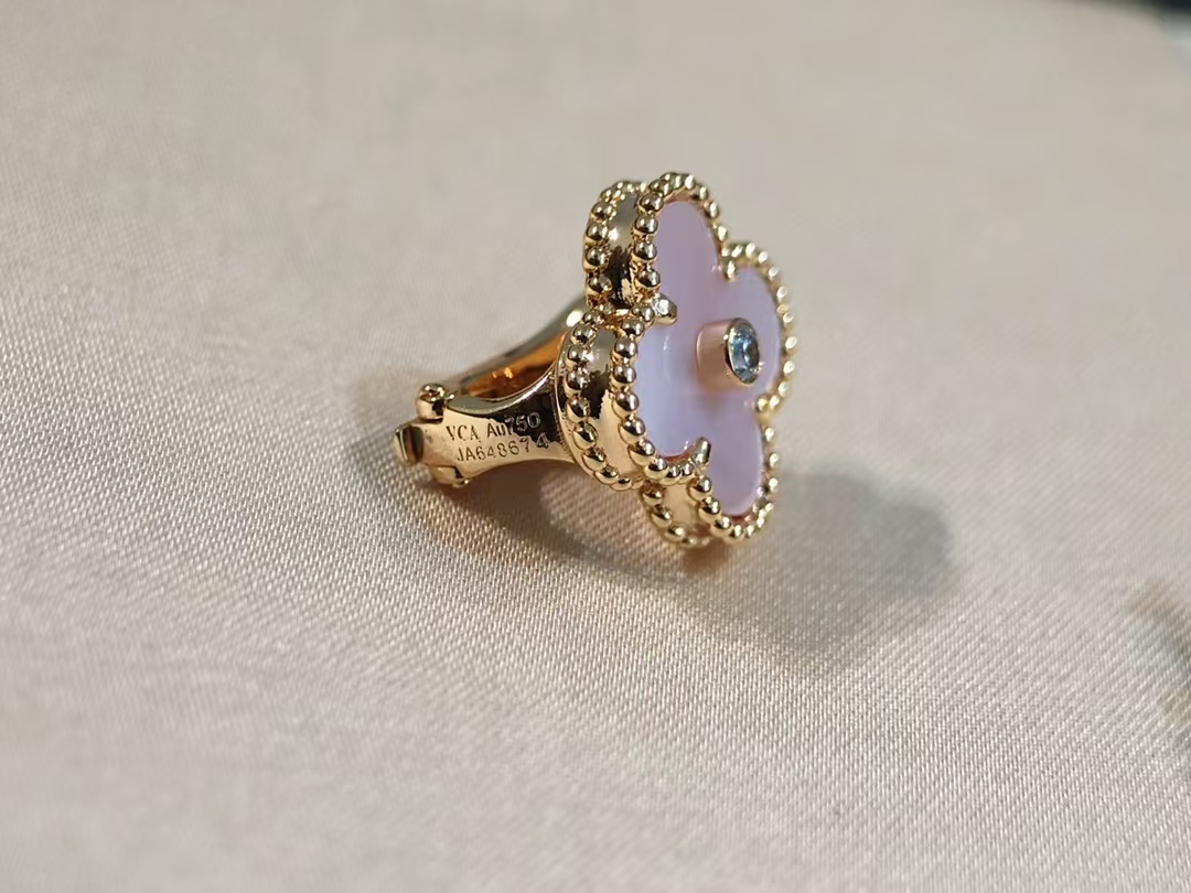 VCA Pink Mother of Pearl Clover Stud Earrings - Best Replica Jewelry™