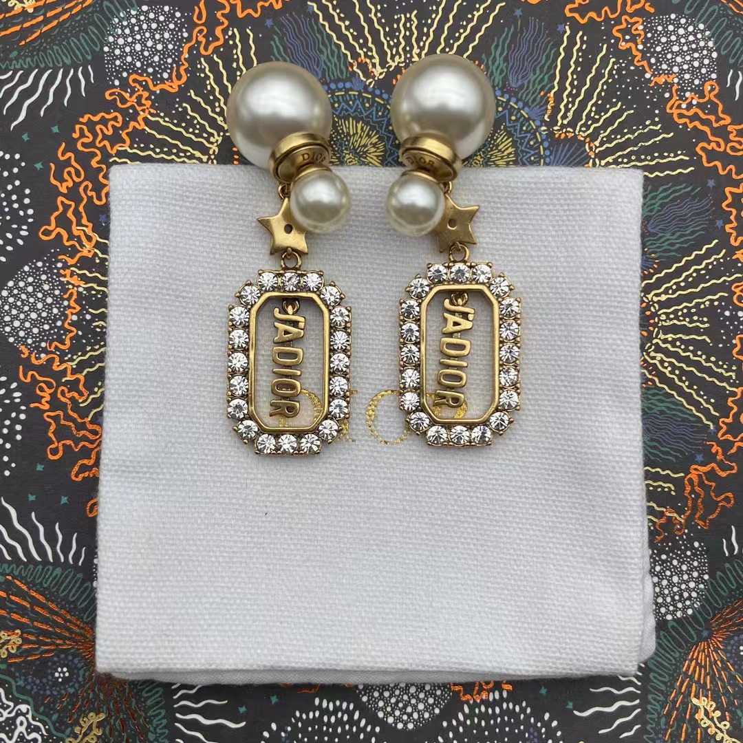 Dior JADIOR Drop Pearl Earrings - Best Replica Jewelry™