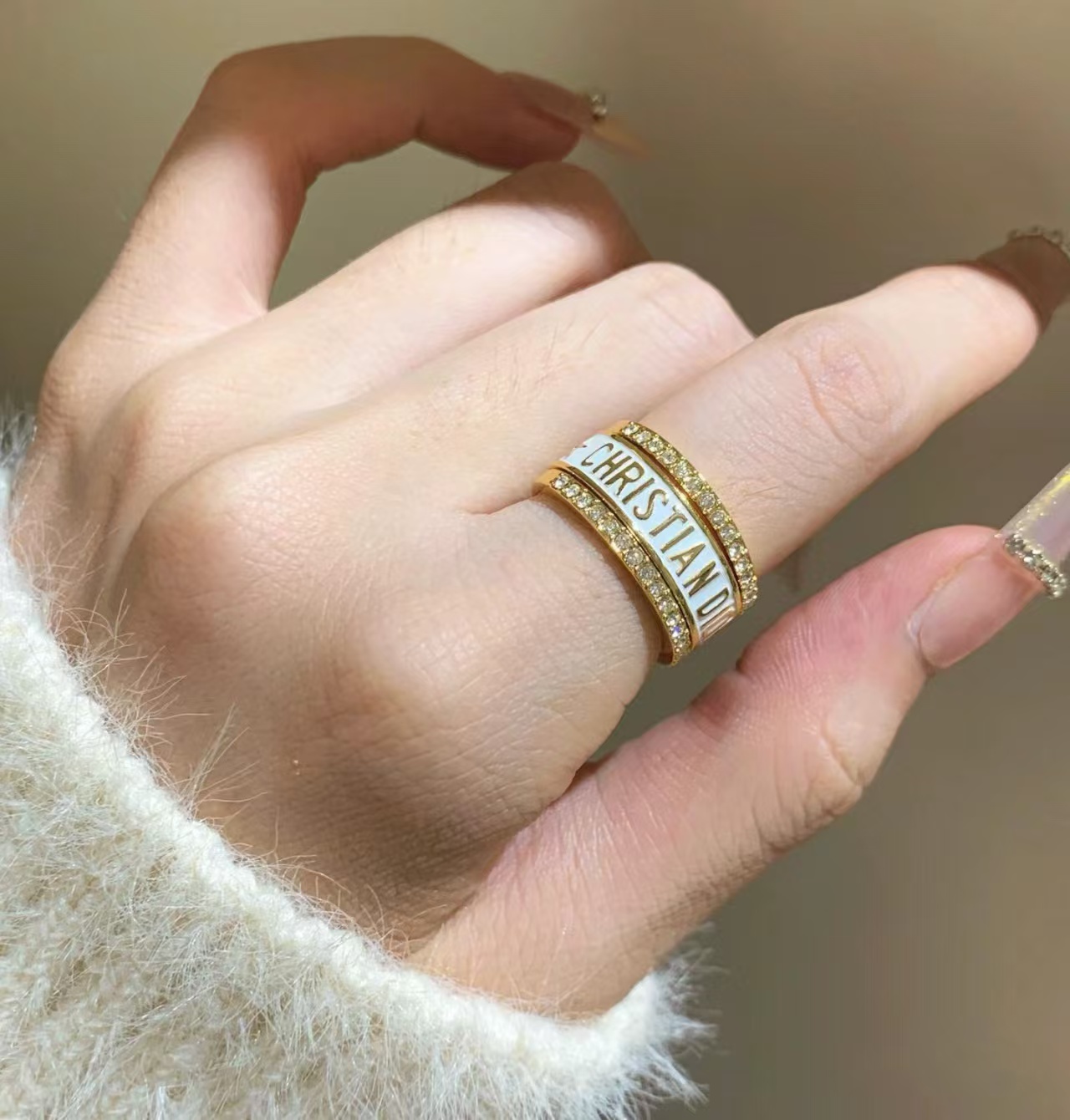 Dior White Enamel Rings - 3 Pieces - Best Replica Jewelry™