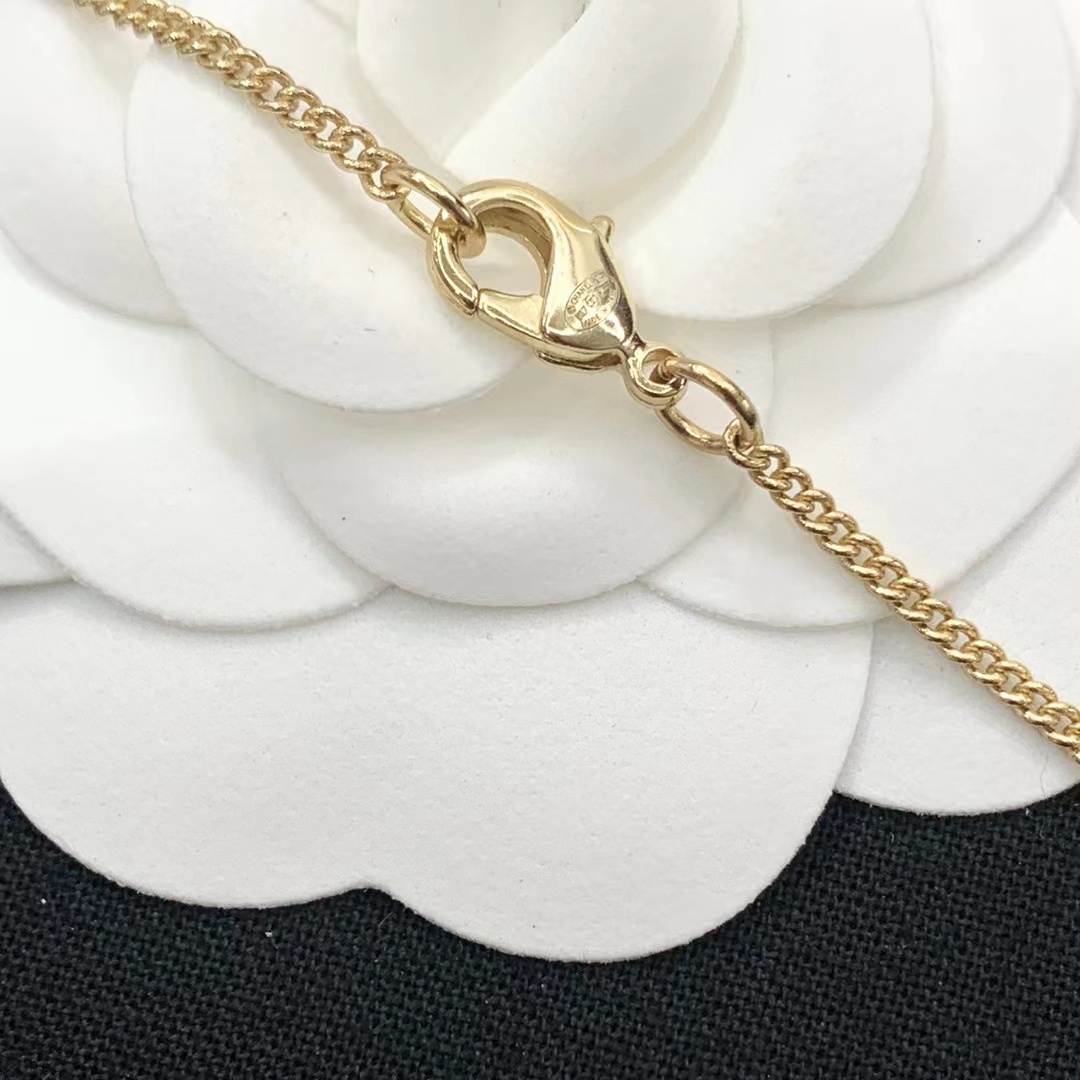 Chanel Sweater Double C Pearl Dangle Necklace - Best Replica Jewelry™