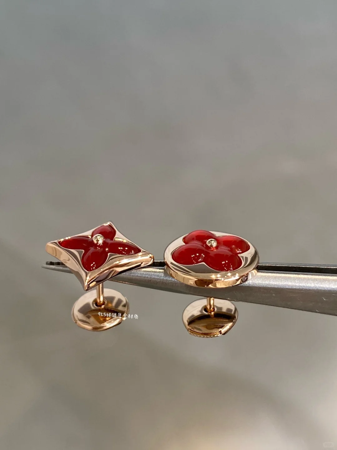Louis Vuitton AB Asymmetric Red Carnelian Earrings - Best Replica Jewelry™