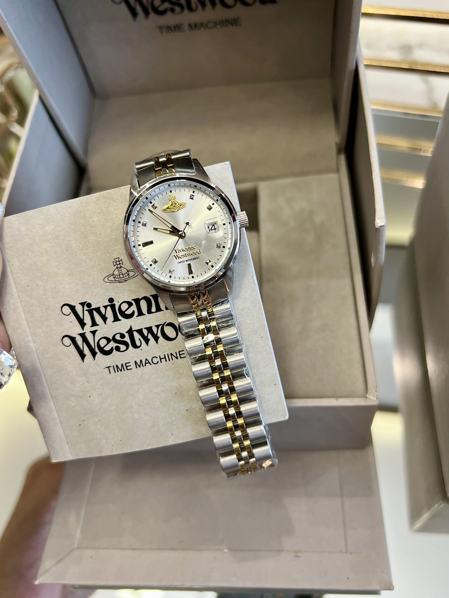 Vivienne Westwood Silver Gold Mixed Color Band Watch - 30MM - Best Replica Jewelry™