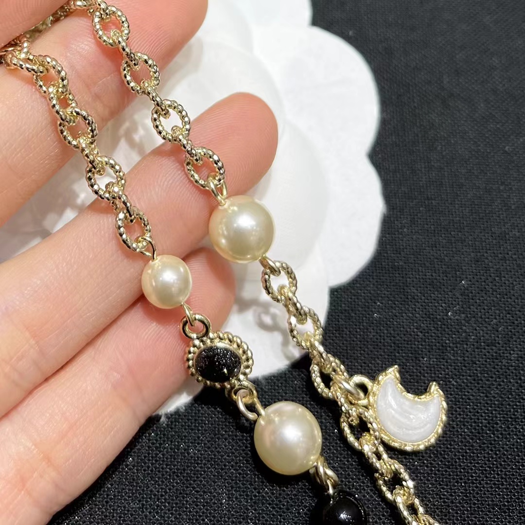 Chanel Moon Star Pearl Charms Necklace - Best Replica Jewelry™