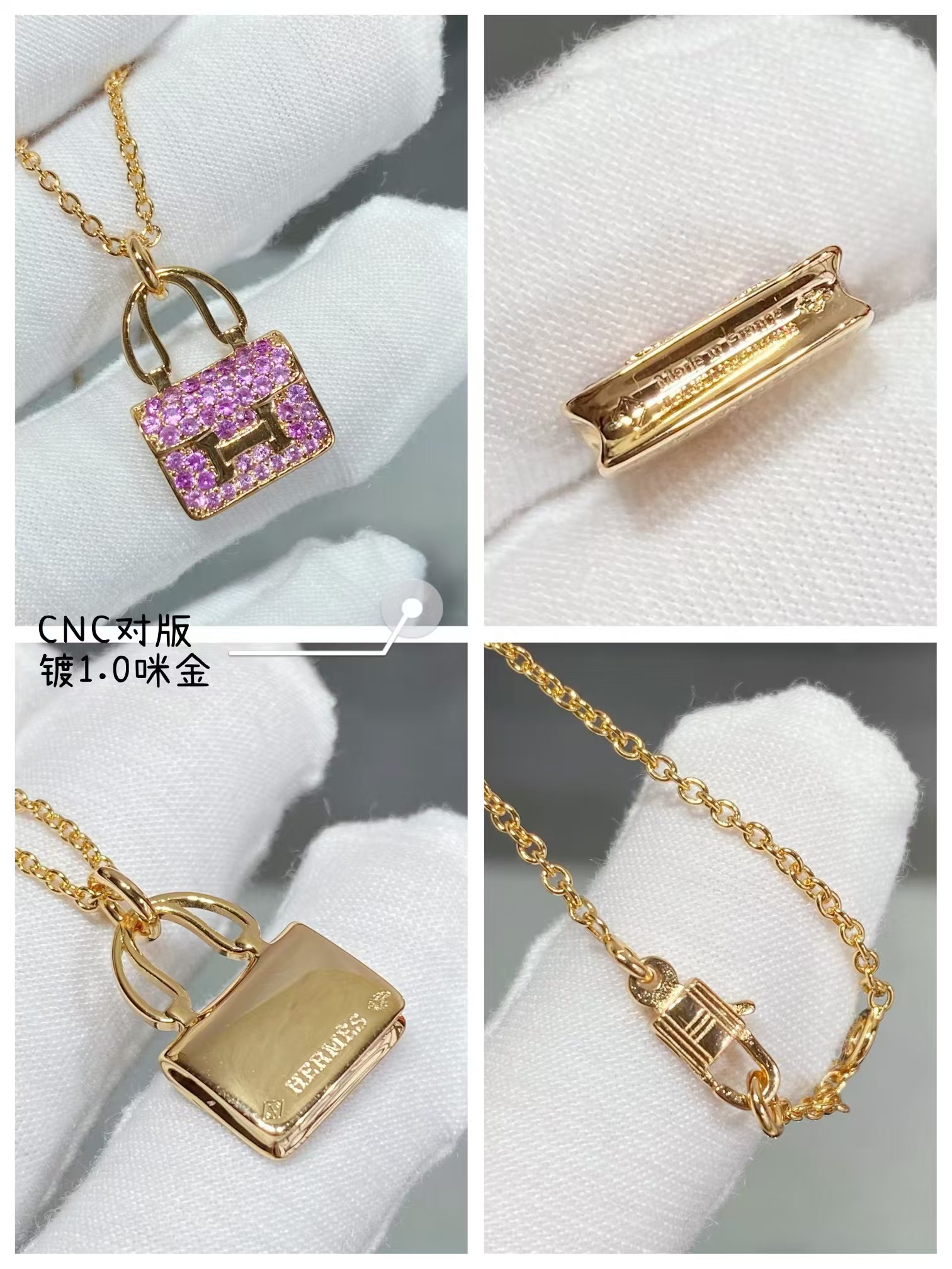 Hermes Diamond Paved Bag Pendant Necklace - Best Replica Jewelry™