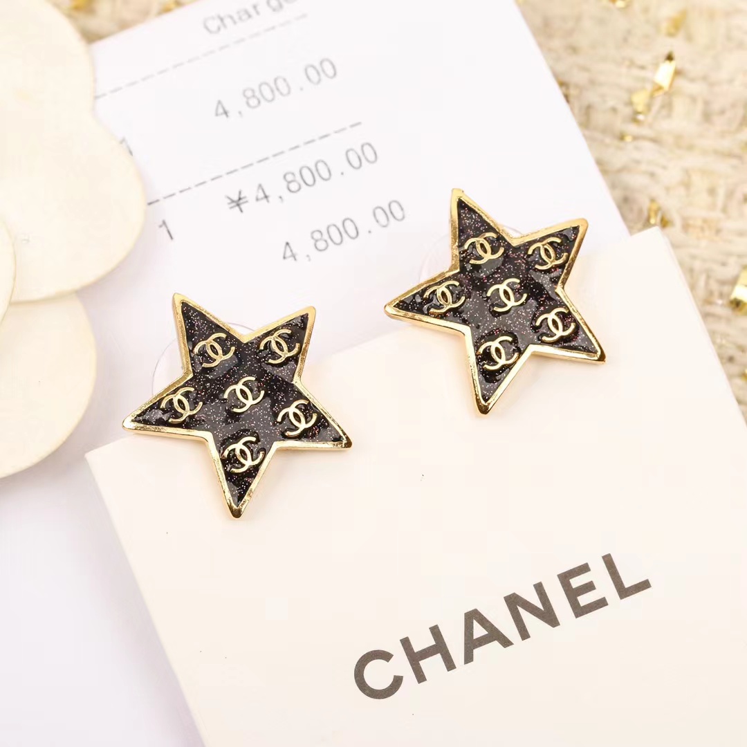 Chanel Black Star Earrings - Best Replica Jewelry™