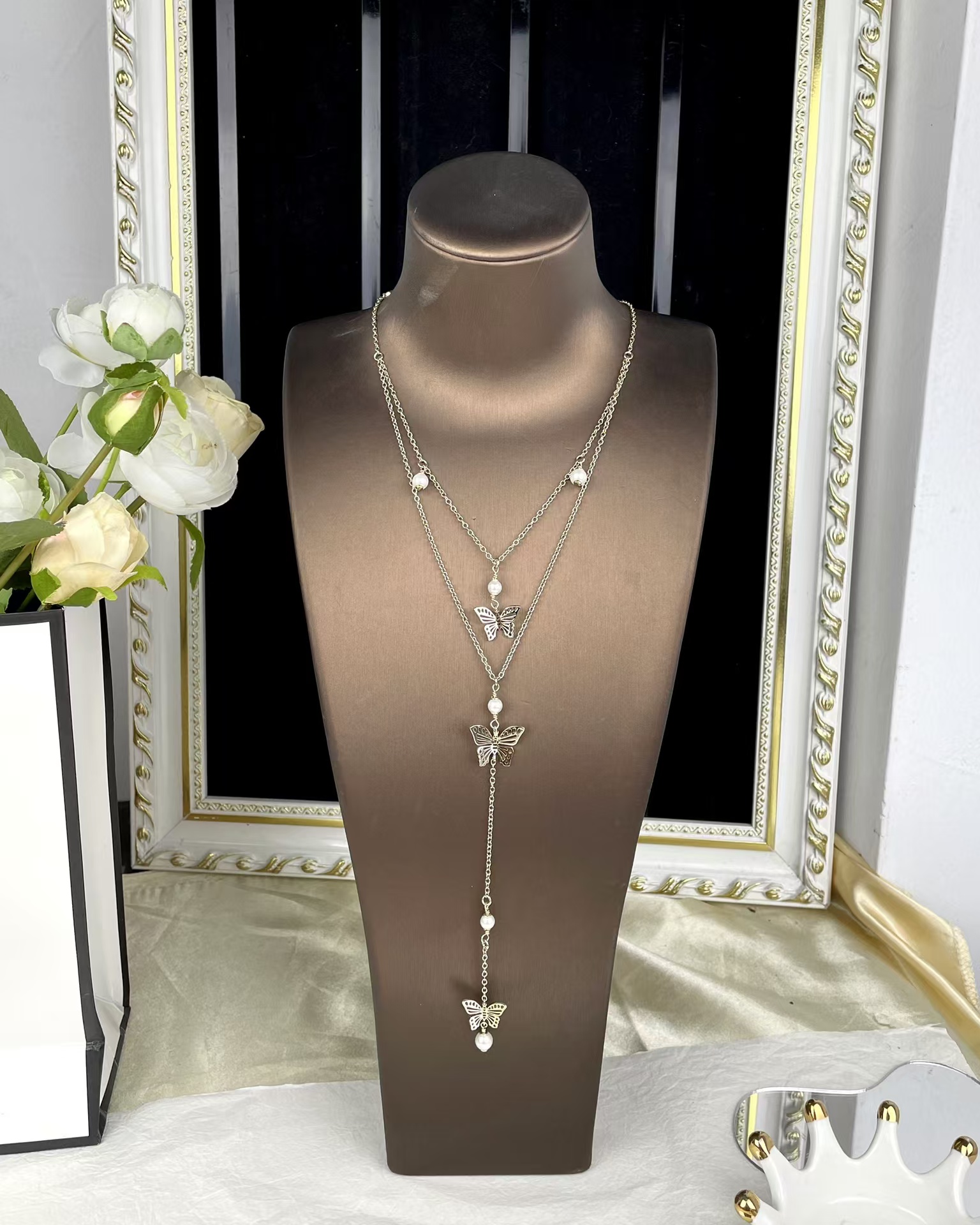 Dior Butterfly Two Layered Long Y Necklace - Best Replica Jewelry™