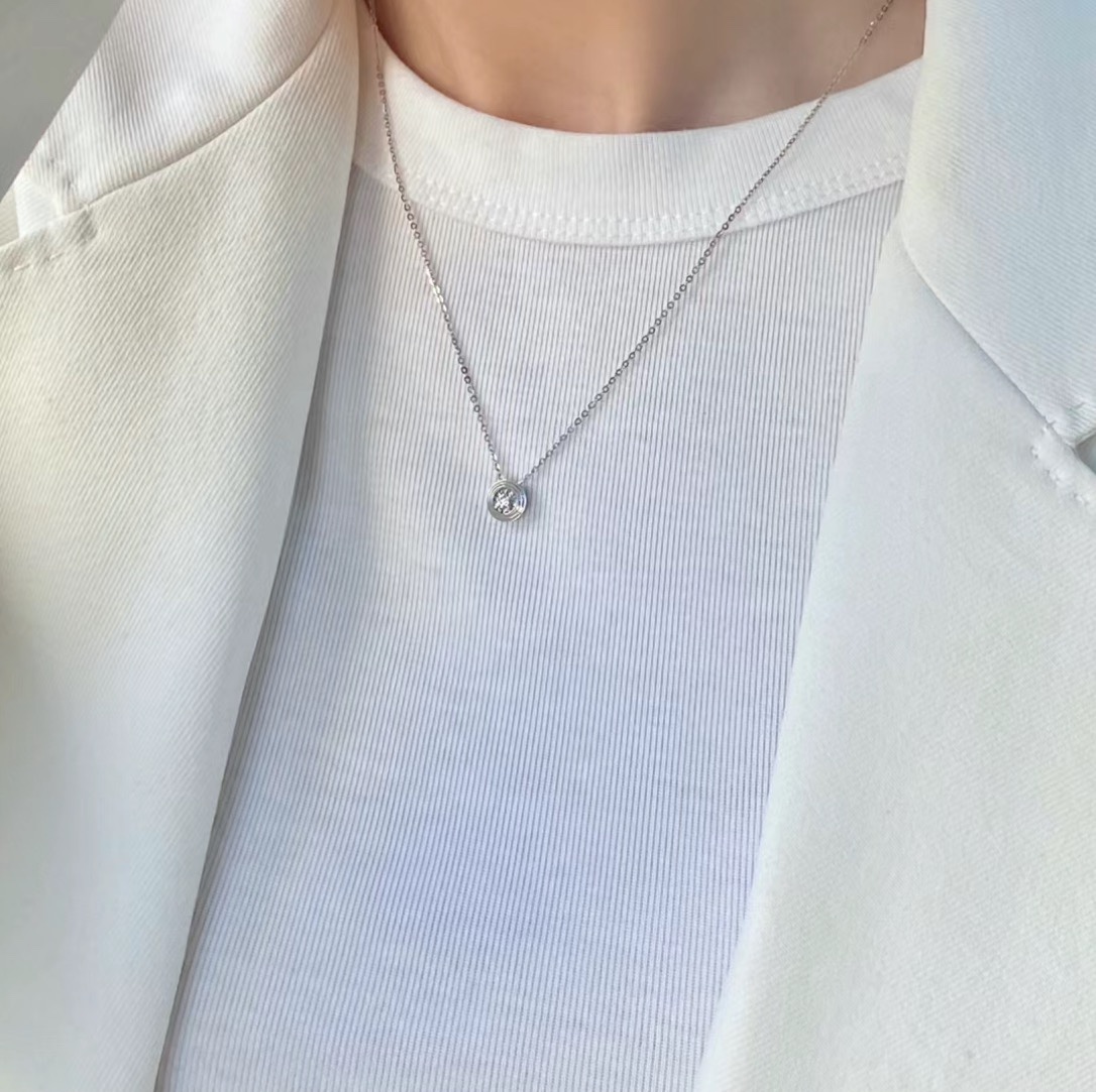 Cartier Minimalistic Single Diamond Necklace Earring Studs - Best Replica Jewelry™