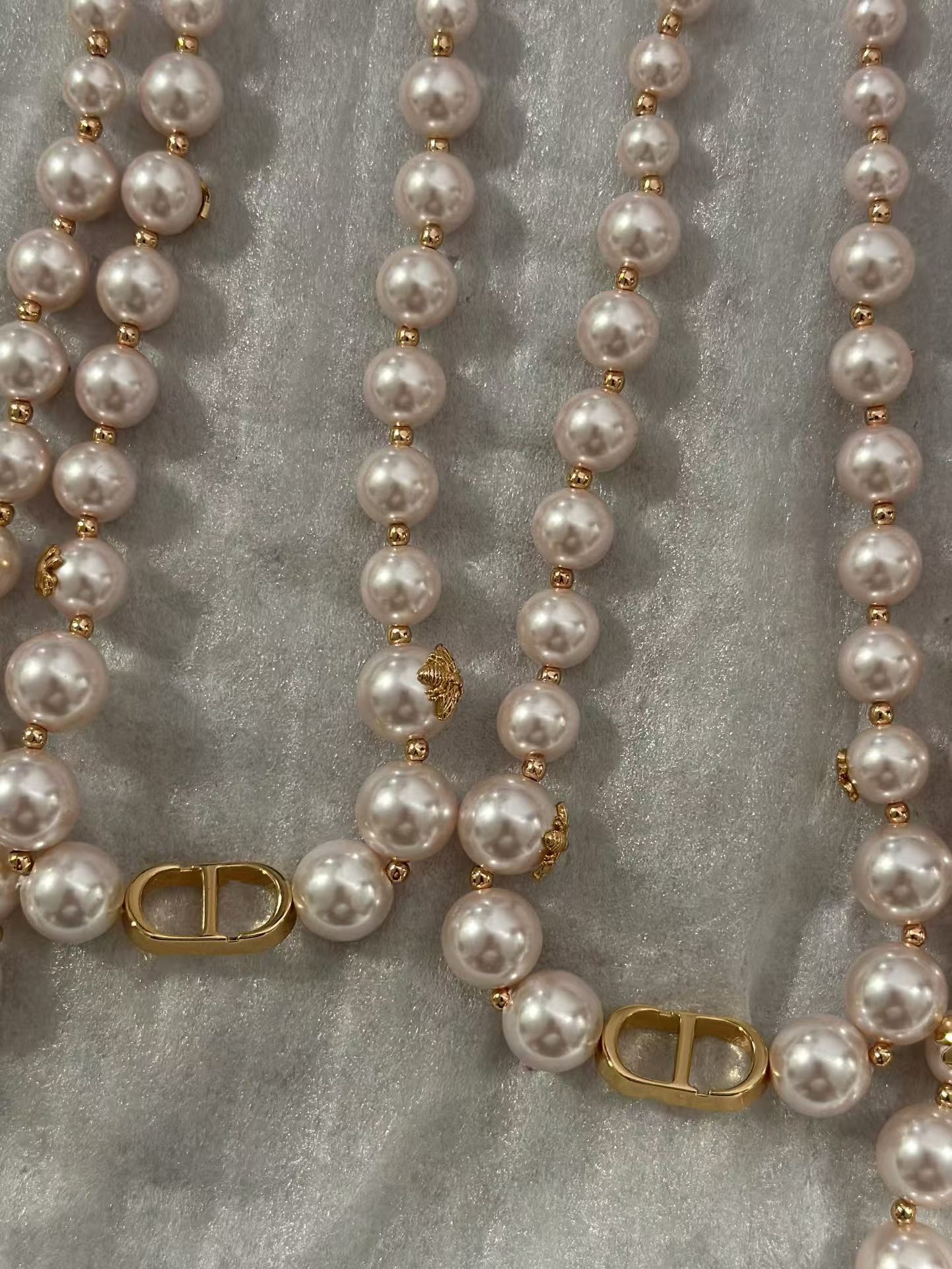 Dior Rose Gold Bee Pink Pearl CD Necklace - Best Replica Jewelry™