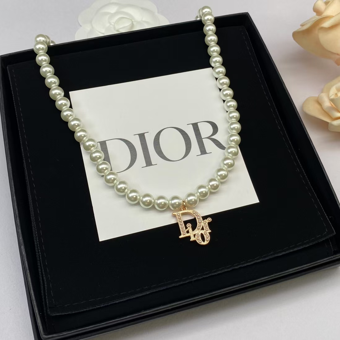 Dior Letters Pendant Pearl Necklace - Best Replica Jewelry™