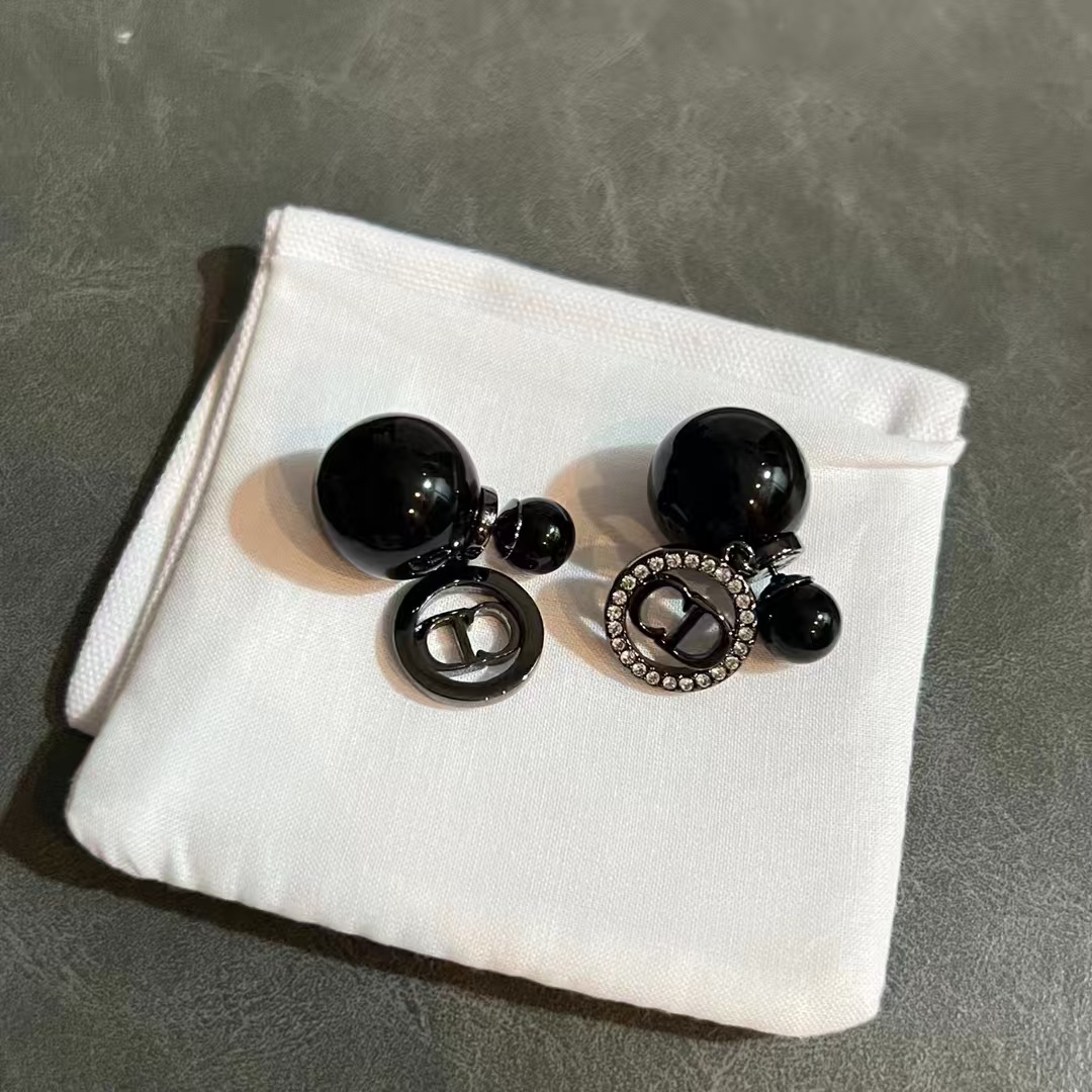 Dior Black Pearl CD Earrings - Best Replica Jewelry™
