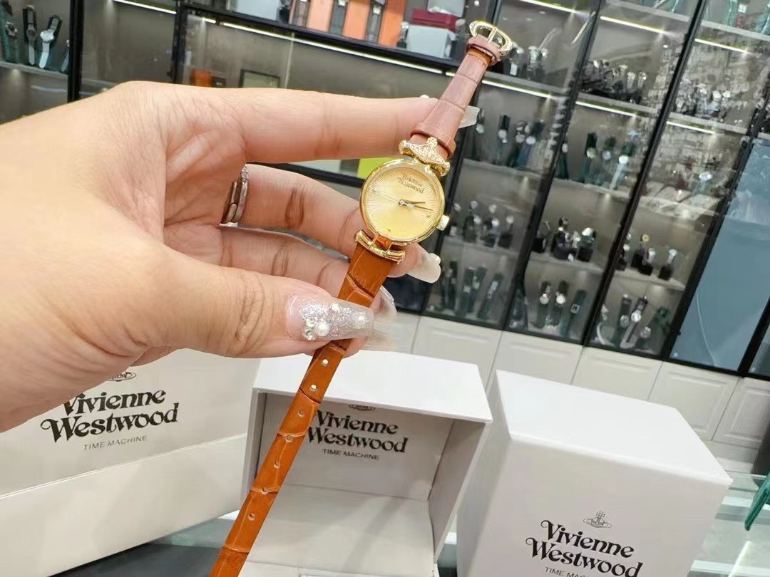 Vivienne Westwood Brown Genuine Leather Band Watch - 23MM - Best Replica Jewelry™