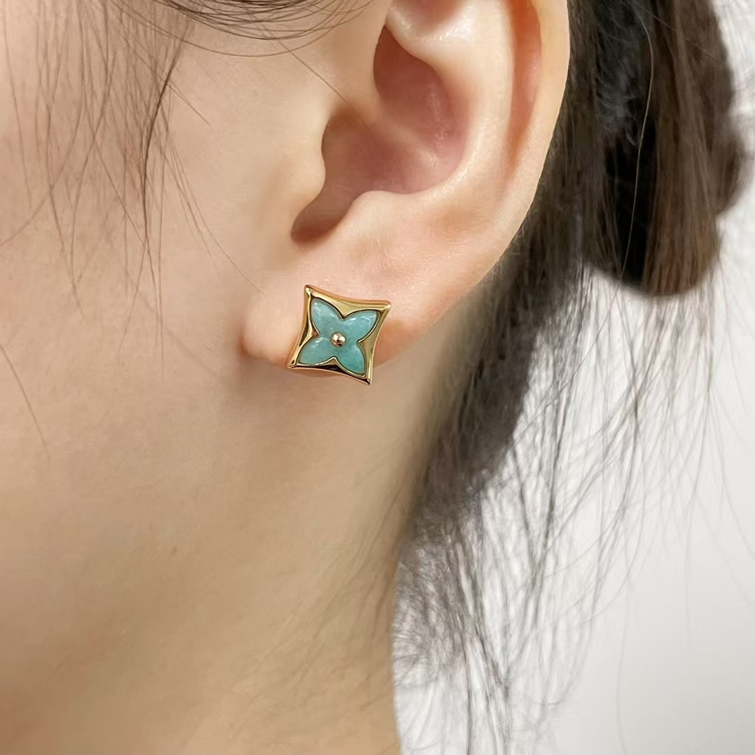 Louis Vuitton AB Style Amazonite Stud Earrings - Best Replica Jewelry™