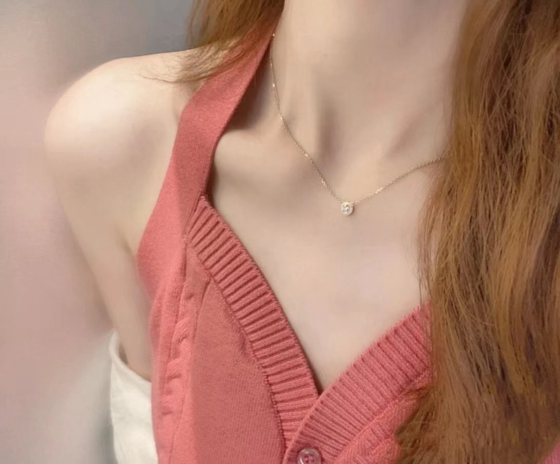 Cartier Minimalistic Single Diamond Necklace Earring Studs - Best Replica Jewelry™