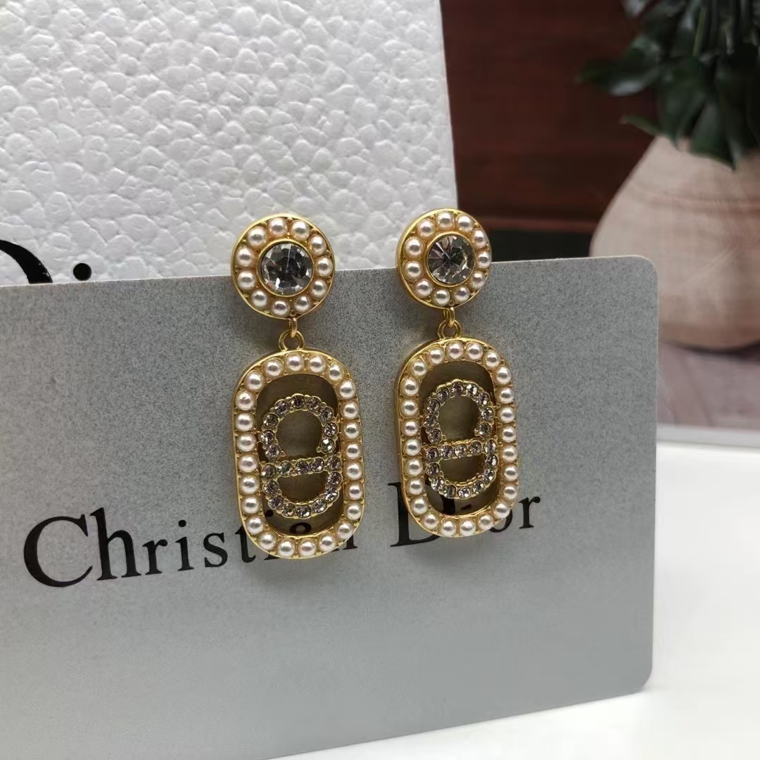 Dior Vintage Rectangle CD Earrings - Best Replica Jewelry™