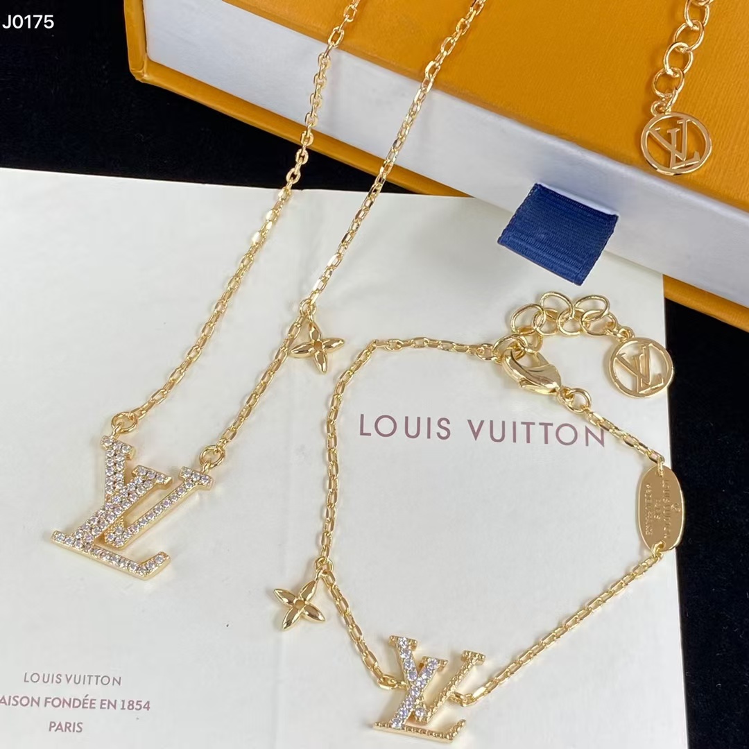 Louis Vuitton Diamond LV Letters Bracelet - Best Replica Jewelry™