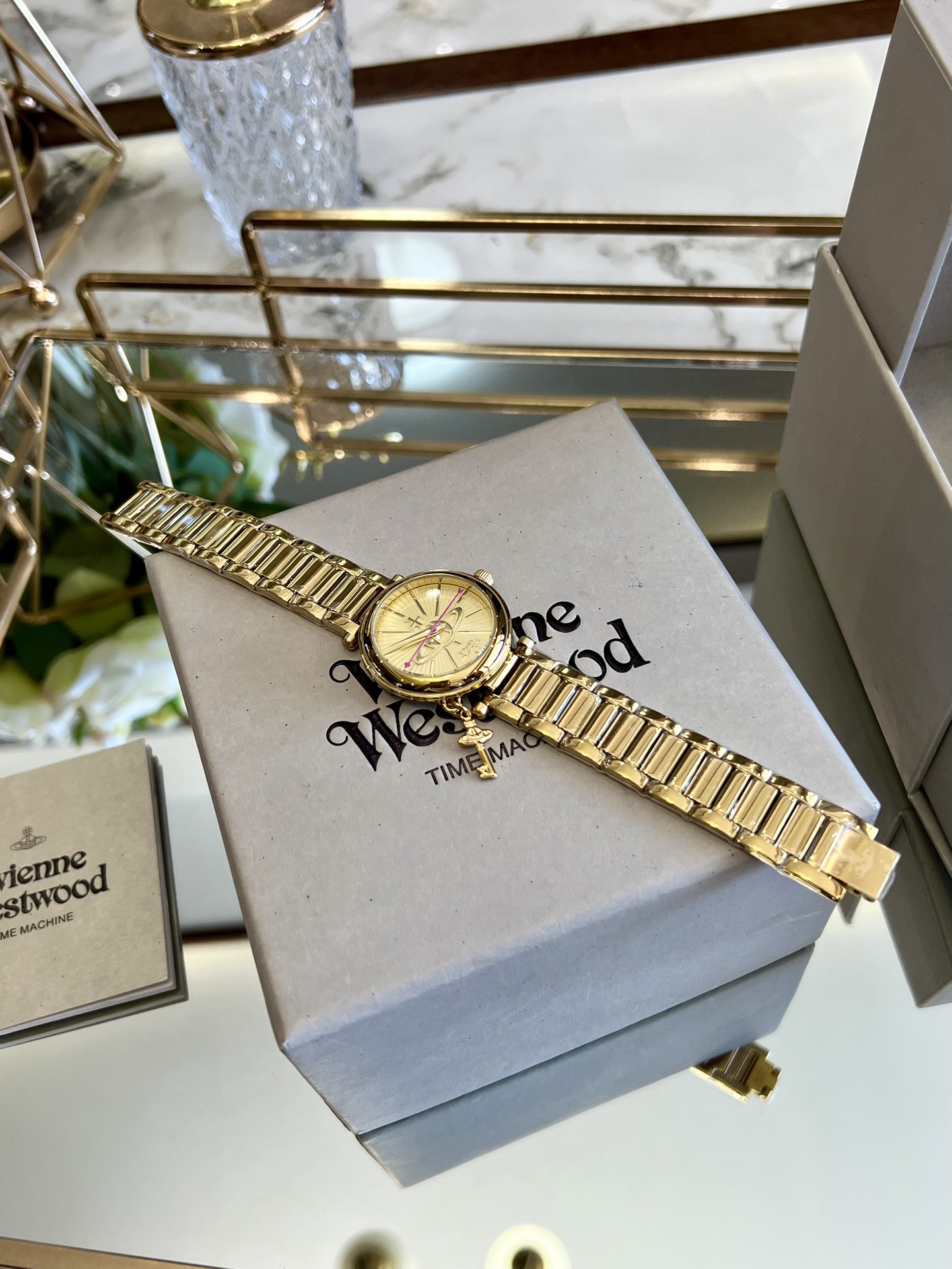 Vivienne Westwood Gold Dial Gold Band Watch - 30MM - Best Replica Jewelry™