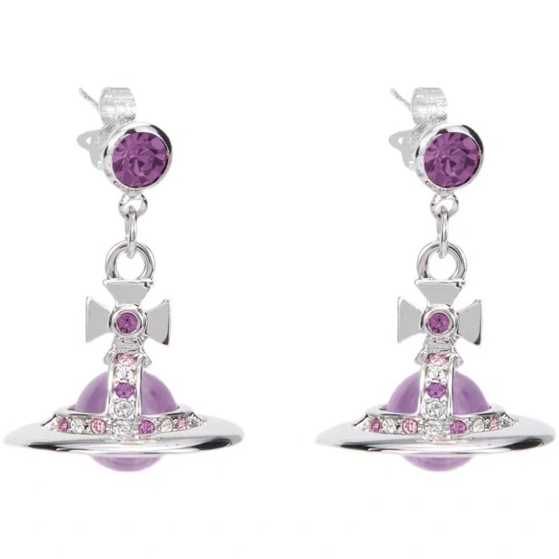 Vivienne Westwood 10mm Crystal Bead Saturn Earrings - Best Replica Jewelry™