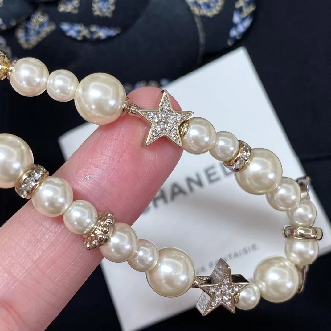 Chanel Star Double C Pendant Pearl Necklace - Best Replica Jewelry™