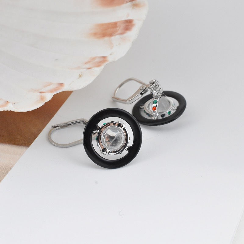 Vivienne Westwood Enamel Pink Blue Black Saturn Earrings - Best Replica Jewelry™