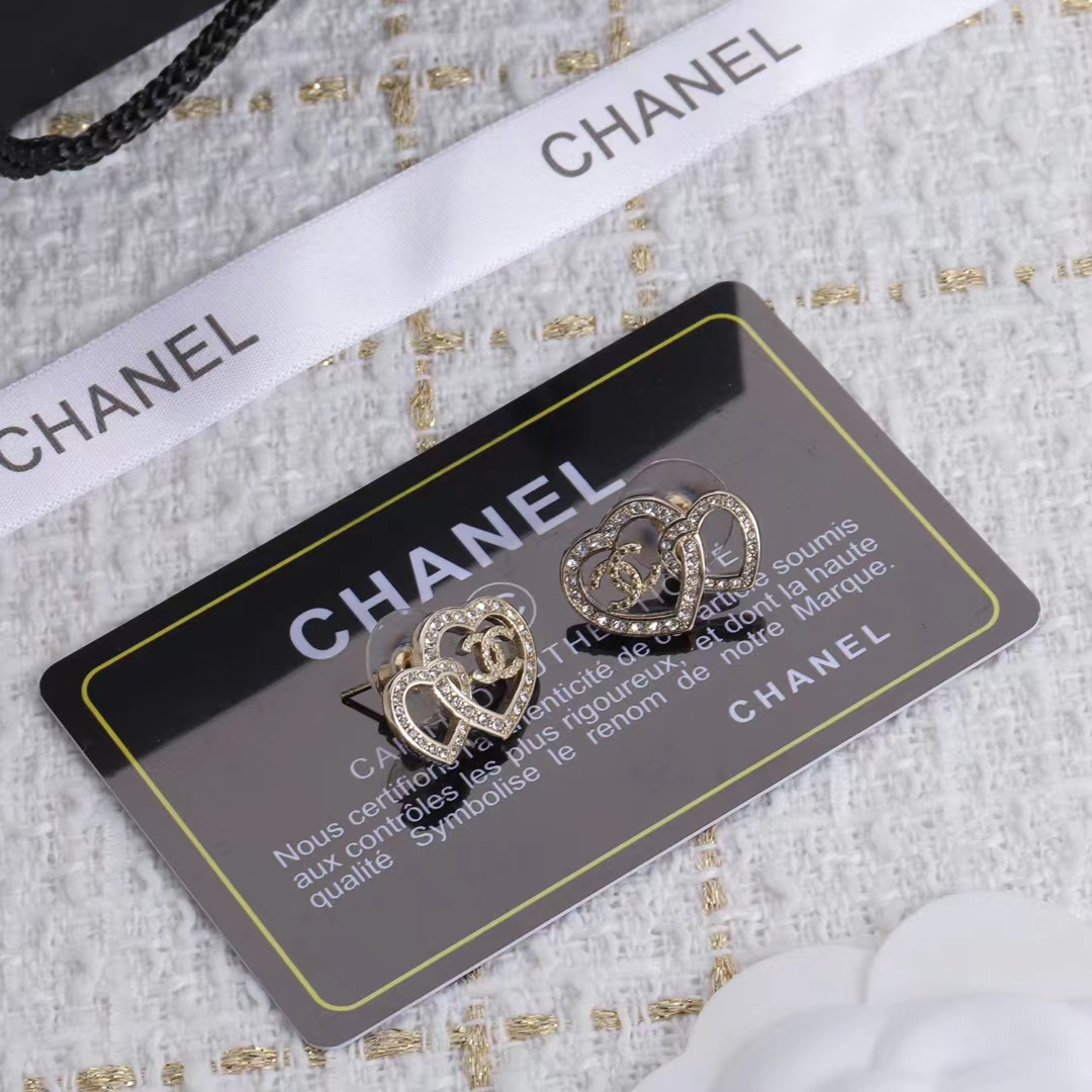 Chanel Two Hollow Heart Stud Earrings - Best Replica Jewelry™