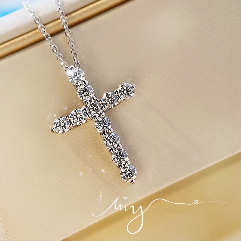 Tiffany Full Diamond Cross Pendant Necklace - Best Replica Jewelry™