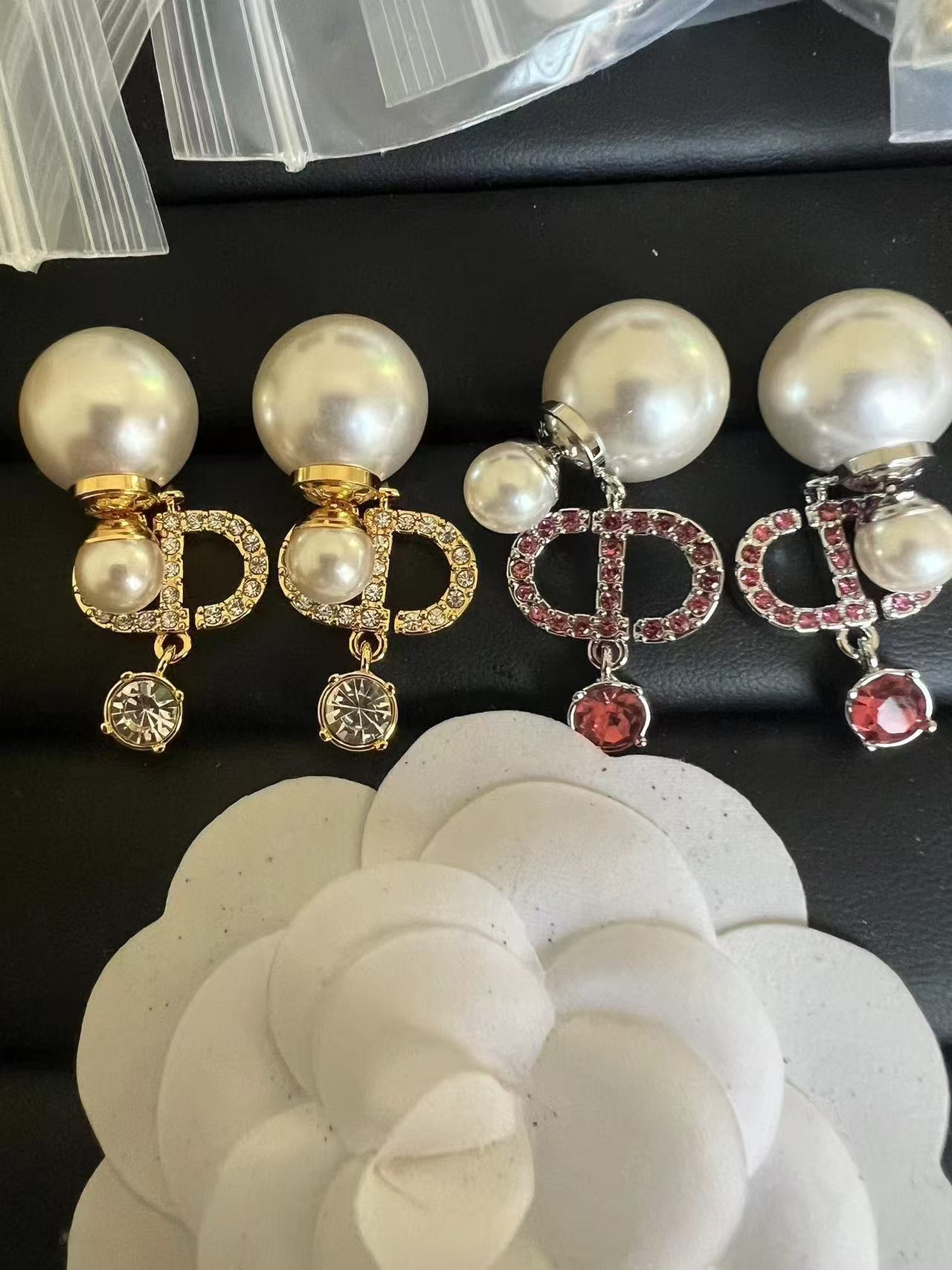 Dior Diamond CD Drop Pearl Earrings - Best Replica Jewelry™