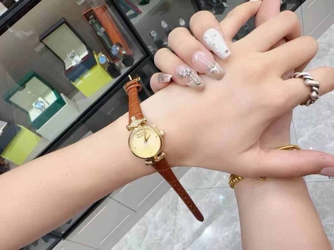 Vivienne Westwood Brown Genuine Leather Band Watch - 23MM - Best Replica Jewelry™