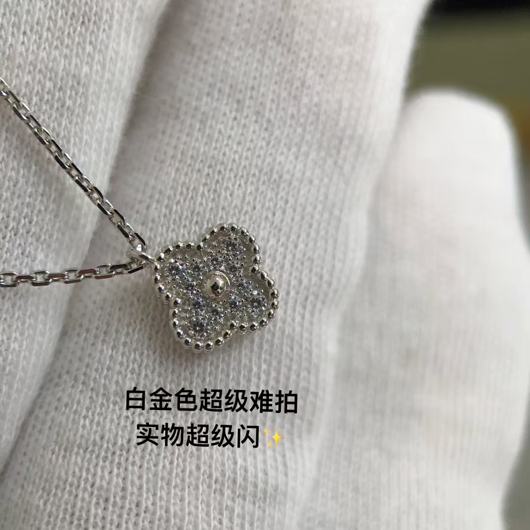 VCA Full Diamond Sweet Alhambra Pendant Necklace - Mini - Best Replica Jewelry™