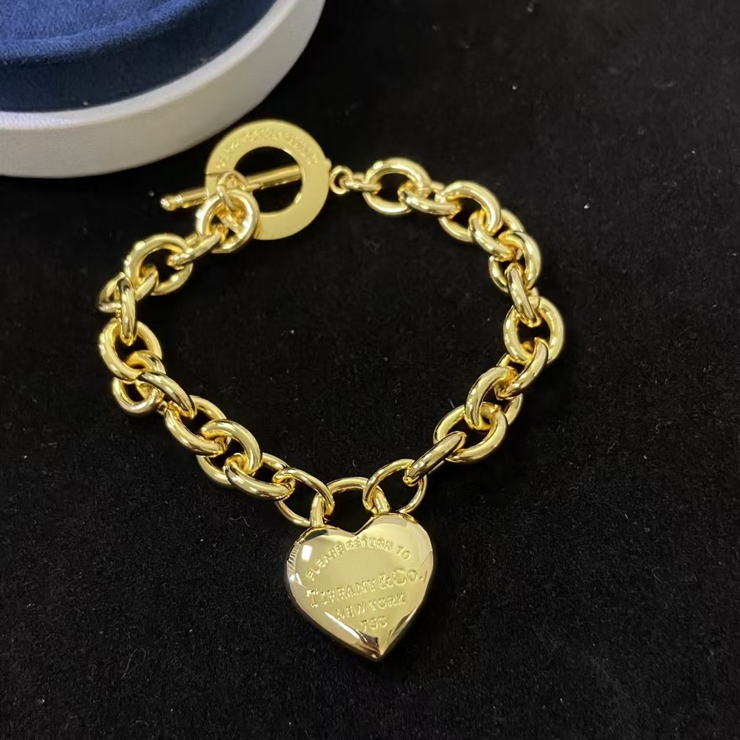 Tiffany Heart Charm OT Clasp Bracelet - Best Replica Jewelry™