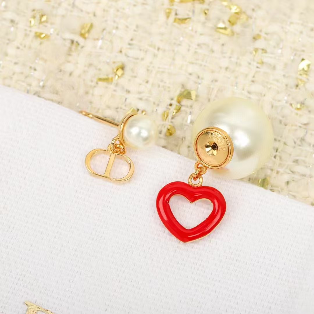Dior CD Heart Drop Front Back Pearl Stud Earring - Best Replica Jewelry™