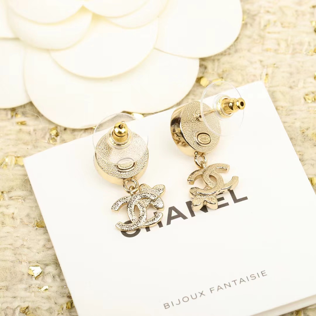 Chanel Pearl Stud Double C Dangle Earring - Best Replica Jewelry™