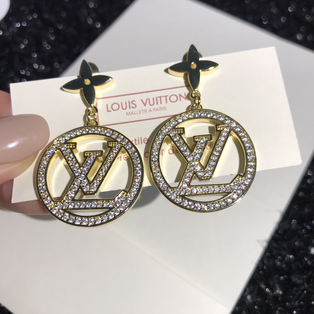 Louis Vuitton Letter Round Dangle Earrings - Best Replica Jewelry™