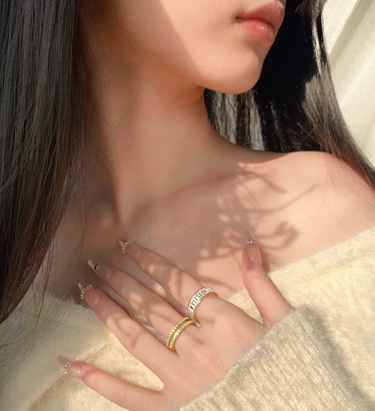 Dior White Enamel Rings - 3 Pieces - Best Replica Jewelry™