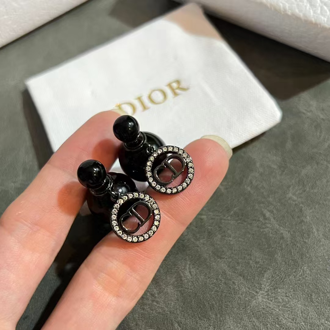 Dior Black Pearl CD Earrings - Best Replica Jewelry™