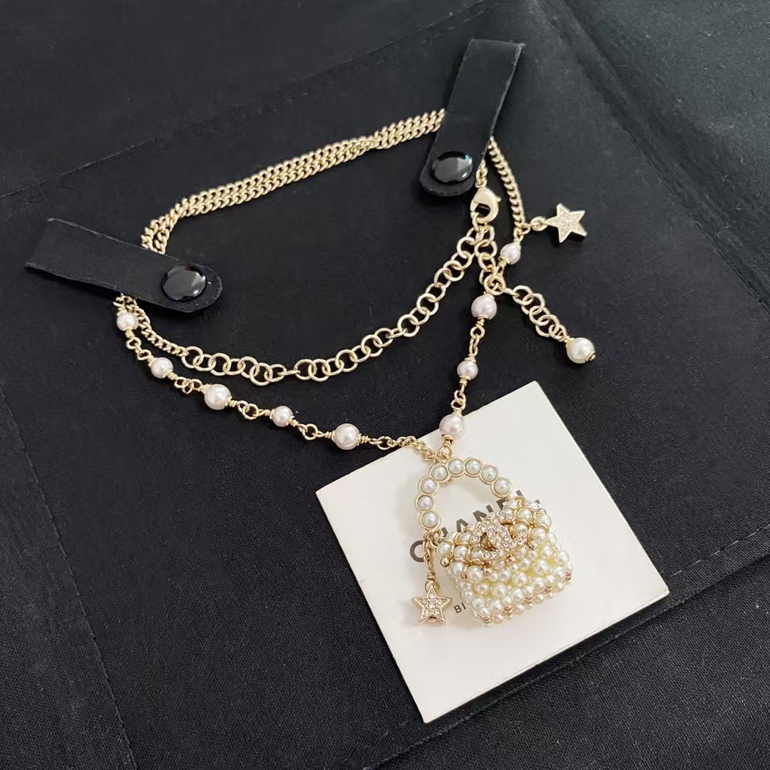 Chanel Pearl Bag Pendant Necklace - Best Replica Jewelry™