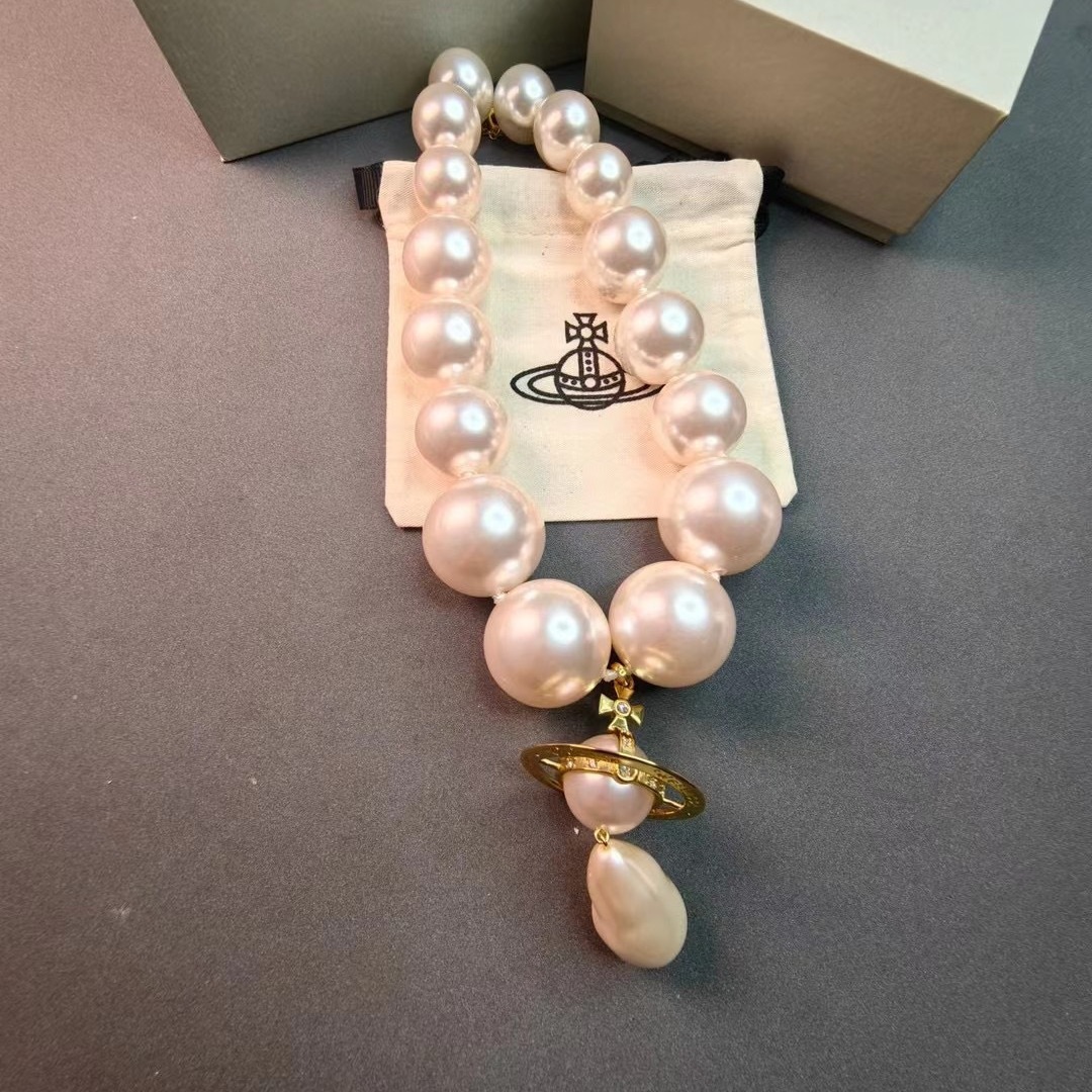 Vivienne Westwood Large Teardrop  Pendant Pearl Necklace - Best Replica Jewelry™