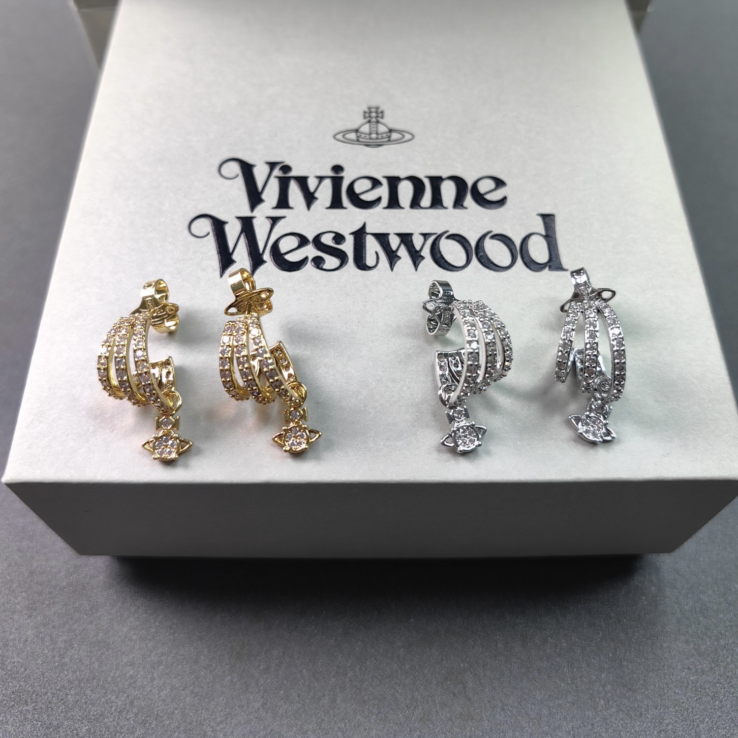 Vivienne Westwood C Shape Saturn Drop Earrings - Best Replica Jewelry™