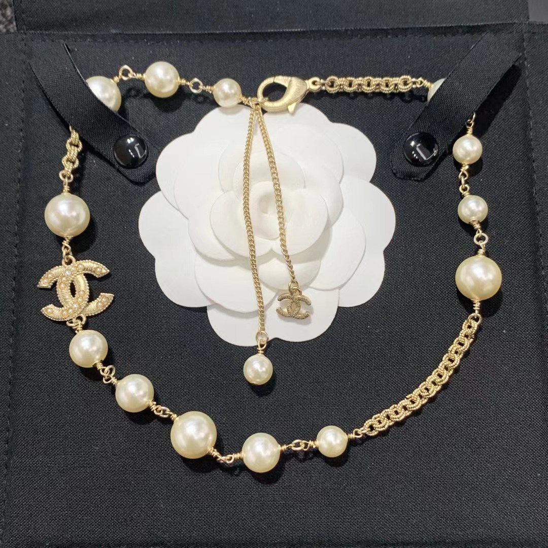 Chanel Double C  Pearl Choker Necklace - Best Replica Jewelry™