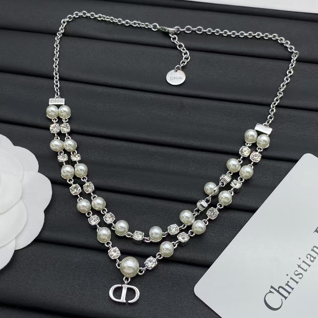 Dior Layered Two Row Pearl Necklace - Best Replica Jewelry™