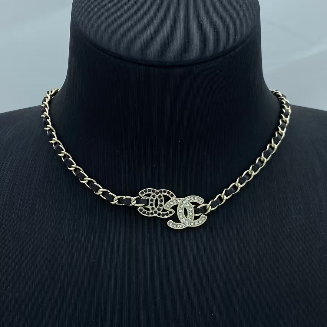 Chanel Leather Chain Choker Necklace - Best Replica Jewelry™
