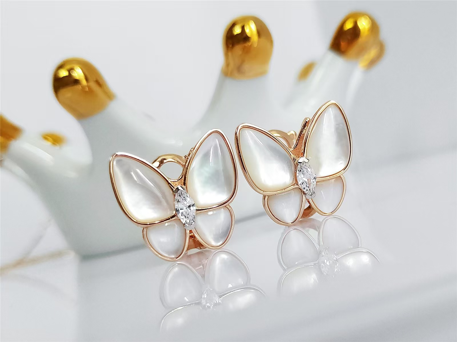 VCA Two Butterfly Earrings - Best Replica Jewelry™