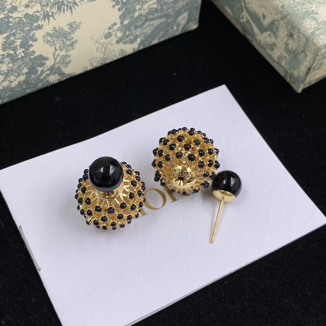 Dior Black Stud Earrings - Best Replica Jewelry™