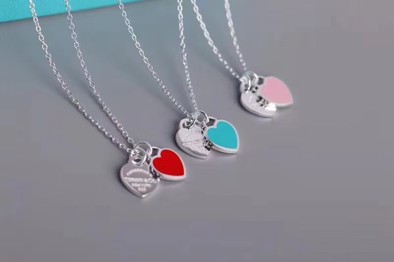Tiffany Double Heart Tag Pendant Necklace - Best Replica Jewelry™