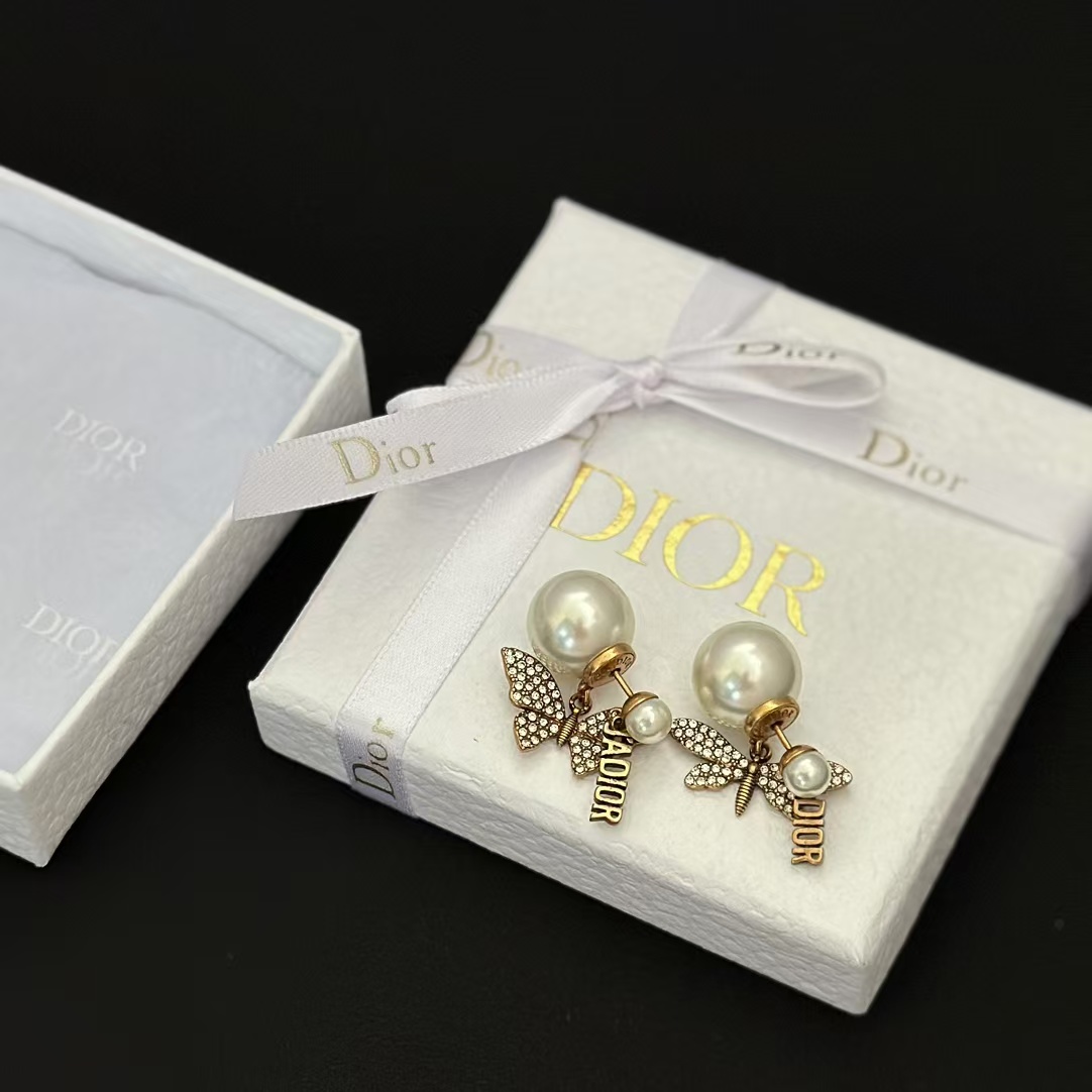 Dior Butterfly JADIOR Pearl Earrings - Best Replica Jewelry™