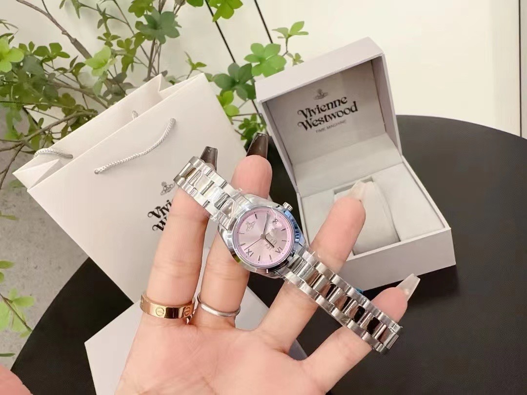 Vivienne Westwood Light Pink Dial Saturn Watch - 28MM - Best Replica Jewelry™