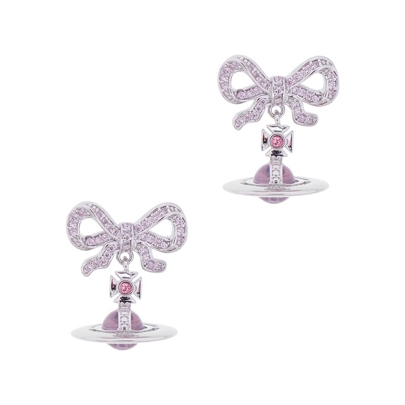 Vivienne Westwood Bowknot Crystal Saturn Earrings - Best Replica Jewelry™