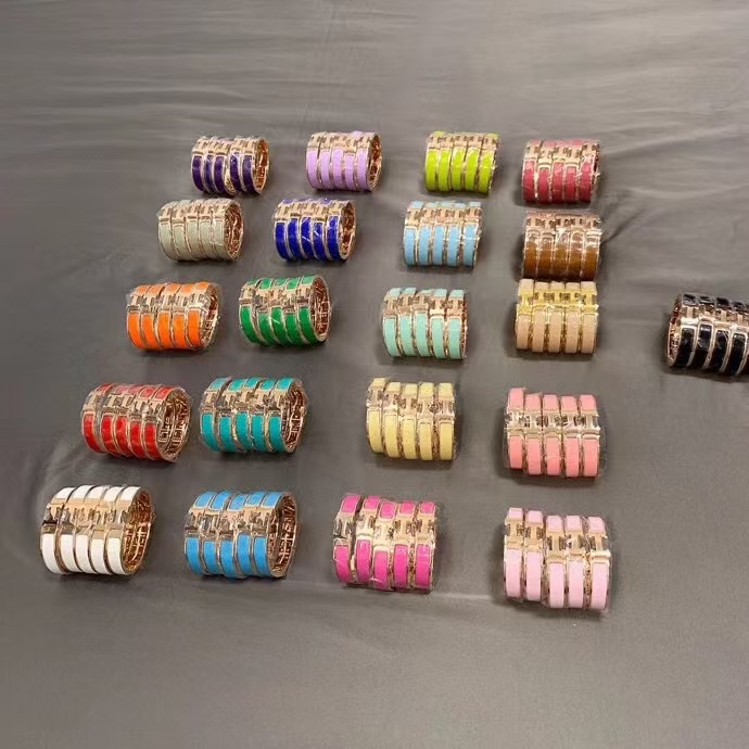 Hermes Wide H Enamel Bangle Bracelet - 21 Colors Available - Best Replica Jewelry™